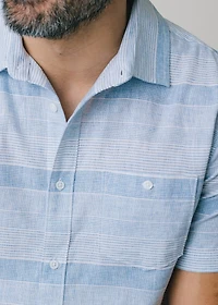 Hope & Henry Mens' Linen Short Sleeve Button Down Shirt