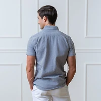 Hope & Henry Mens' Organic Seersucker Short Sleeve Button Down Shirt