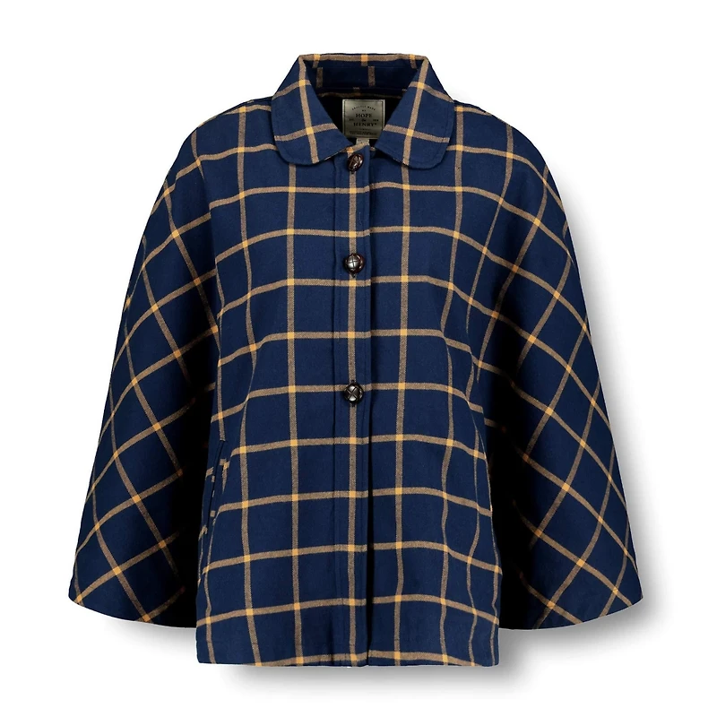 Hope & Henry Women's Woven Cape with Button Front