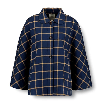 Hope & Henry Women's Woven Cape with Button Front