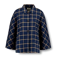 Hope & Henry Women's Woven Cape with Button Front