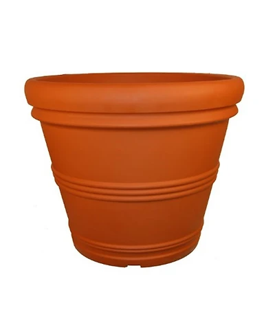 Tusco Products Plastic Rolled Rim Planter Terra Cotta Color 13.5"