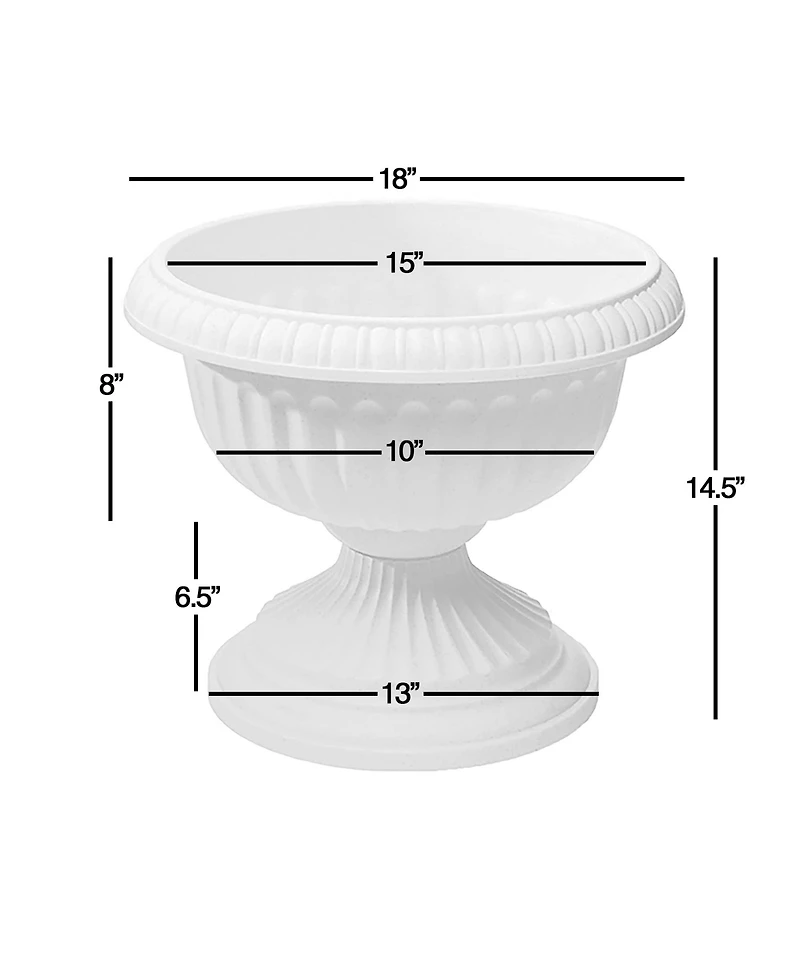 Novelty Outdoor Grecian Urn Planter Flower Pot, White, 18"