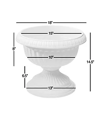Novelty Outdoor Grecian Urn Planter Flower Pot, White, 18"