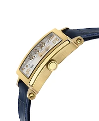 Gevril Women's Avenue of Americas Mini Swiss Quartz Blue Italian Leather Strap Watch 25mm x 32mm