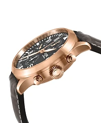 Gevril Men's Vaughn Swiss Automatic Brown Italian Leather Strap Watch 44mm