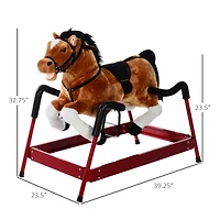 Qaba Plush Toddlers Spring Rocking Horse with Realistic Sounds,