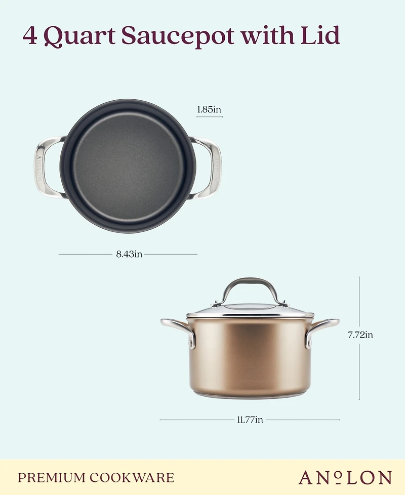 Anolon Ascend Hard Anodized Aluminum Non-Stick 4-Quart Saucepot with Lid