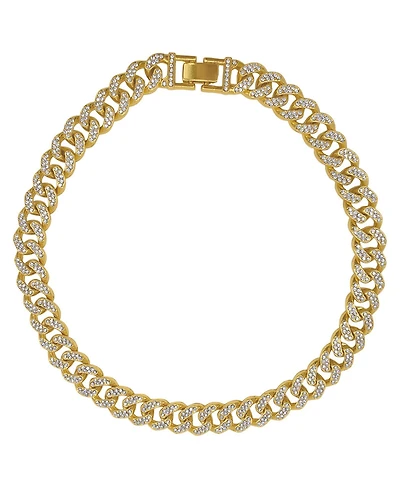 Adornia Women's Gold-Tone Plated Crystal Thick Cuban Curb Chain Necklace