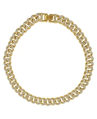 Adornia Women's Gold-Tone Plated Crystal Thick Cuban Curb Chain Necklace
