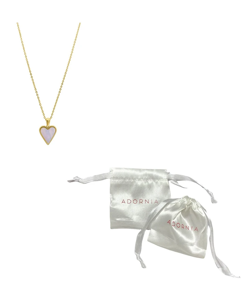 Adornia White Mother of Imitation Pearl Heart Adjustable Gold-Tone Pendant Necklace