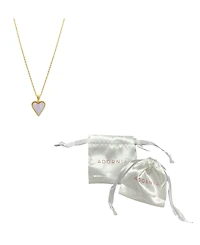 Adornia White Mother of Imitation Pearl Heart Adjustable Gold-Tone Pendant Necklace