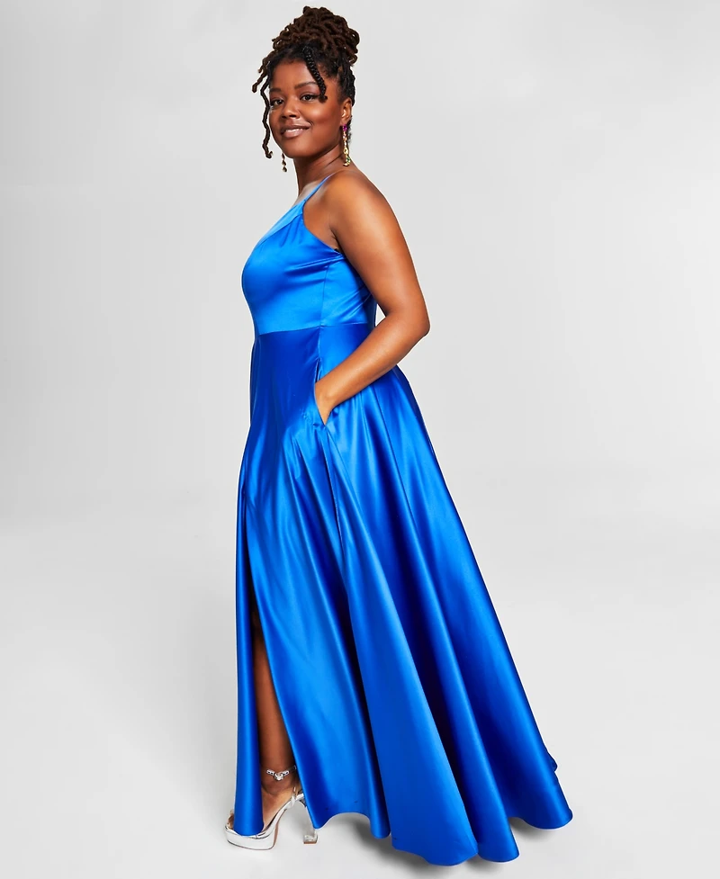 B Darlin Trendy Plus Satin Sleeveless Gown