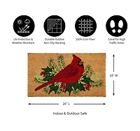 Evergreen Winter Cardinal Indoor Outdoor Natural Coir Doormat 1'4"x2'4" Brown