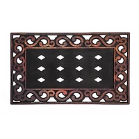 Evergreen Bronze Verigated Scroll Sassafras Floor Mat Indoor Outdoor Rubber Tray 18"x30" Fits Sassafras Inserts 10"x22" Black