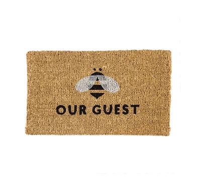 Evergreen Bee Our Guest Woven Back Indoor Outdoor Natural Coir Doormat 1'6"x2'6" Multicolored
