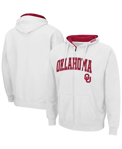 Men's Colosseum White Oklahoma Sooners Arch & Team Logo 3.0 Full-Zip Hoodie