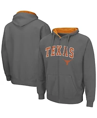 Men's Colosseum Charcoal Texas Longhorns Arch & Team Logo 3.0 Full-Zip Hoodie