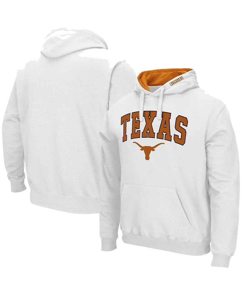Men's Colosseum White Texas Longhorns Arch & Team Logo 3.0 Pullover Hoodie