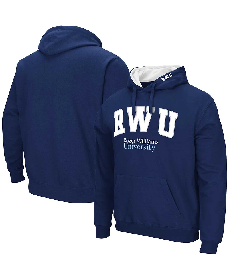 Men's Colosseum Navy Roger Williams University Arch & Logo Pullover Hoodie