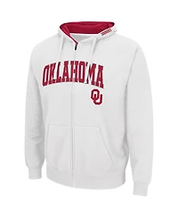 Men's Colosseum White Oklahoma Sooners Arch & Team Logo 3.0 Full-Zip Hoodie
