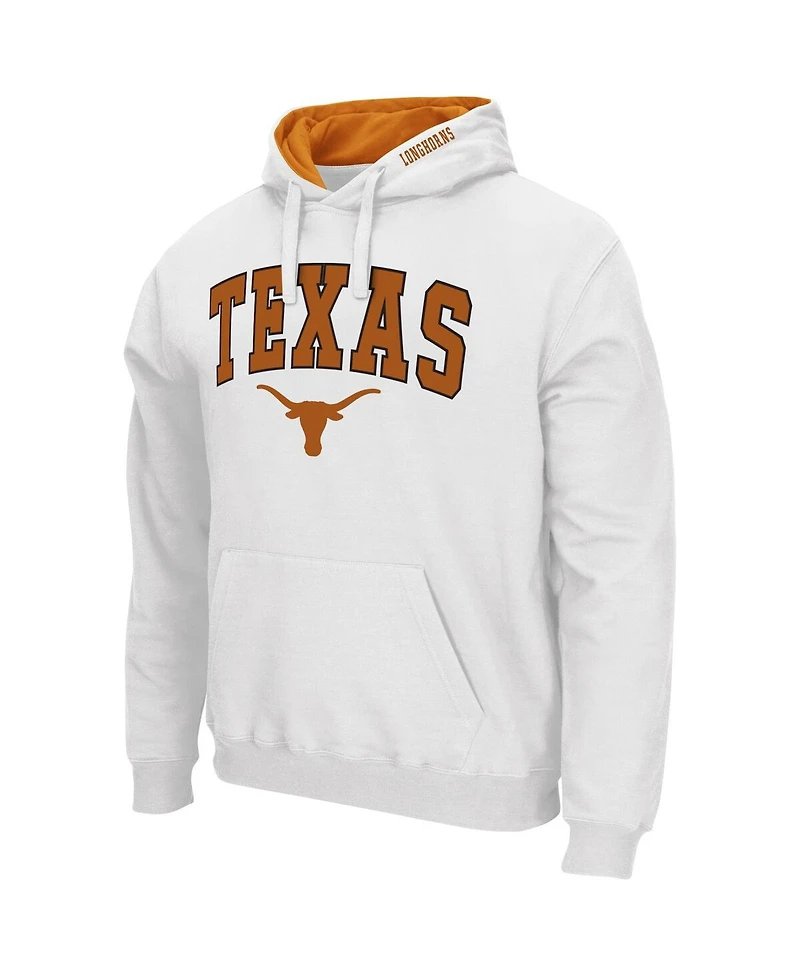 Men's Colosseum White Texas Longhorns Arch & Team Logo 3.0 Pullover Hoodie