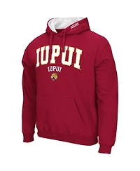 Men's Colosseum Crimson Iupui Jaguars Arch & Logo Pullover Hoodie