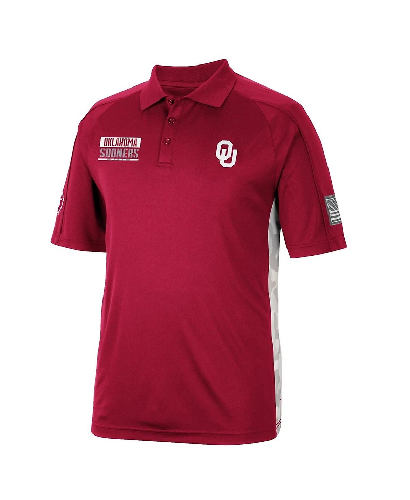 Men's Colosseum Crimson Oklahoma Sooners Oht Military-Inspired Appreciation Snow Camo Polo Shirt