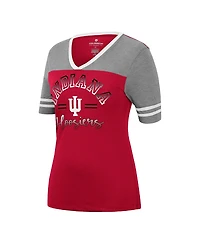 Women's Colosseum Crimson, Heathered Gray Indiana Hoosiers There You Are V-Neck T-shirt