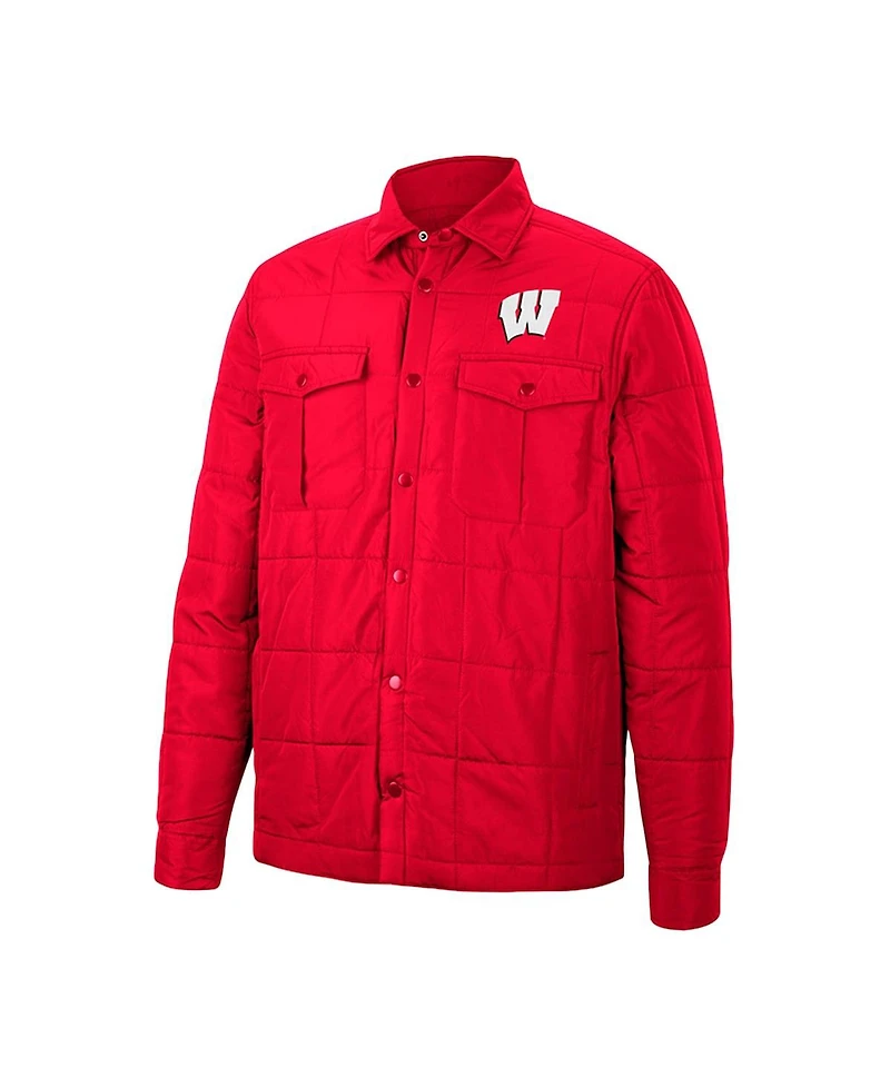 Men's Colosseum Red Wisconsin Badgers Detonate Quilted Full-Snap Jacket