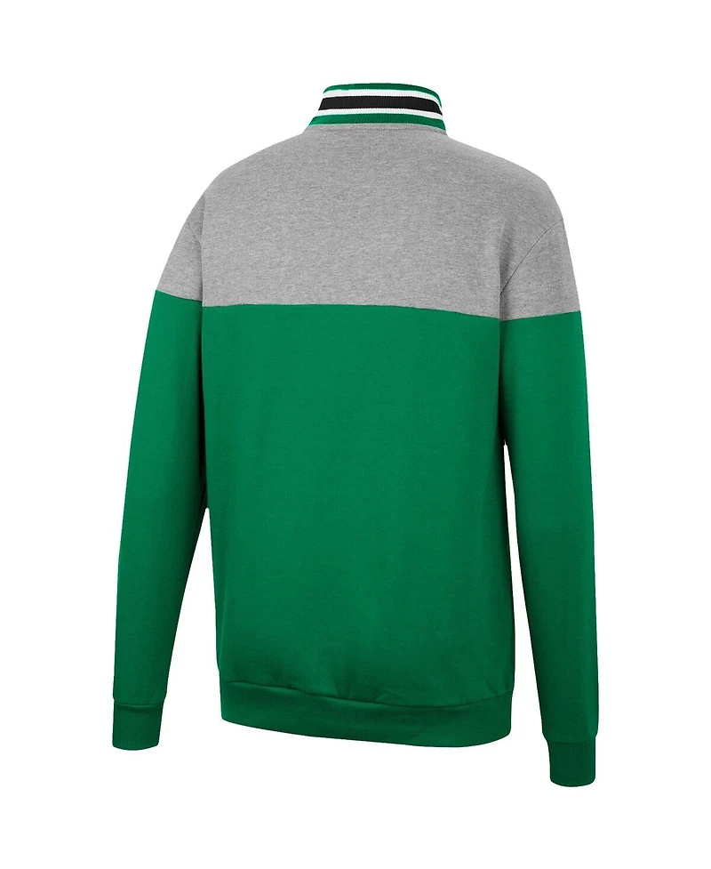 Men's Colosseum Heathered Gray, Green Oregon Ducks Be the Ball Quarter-Zip Top