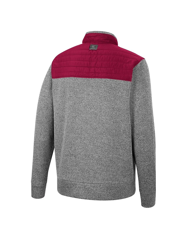 Men's Colosseum Gray, Maroon Arizona State Sun Devils Putter Herringbone Full-Zip Jacket