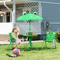 Outsunny Folding Kids Table and Chair Set for Garden, Backyard,
