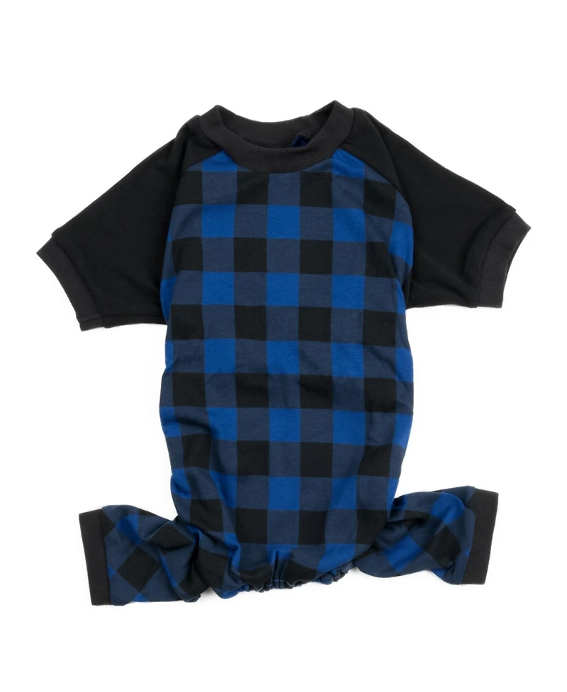 Leveret Dog Cotton Pajamas, Plaid Black and Navy, Matching Family Christmas Pajamas
