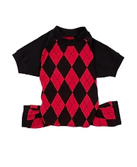 Leveret Dog Cotton Pajama Argyle Black and