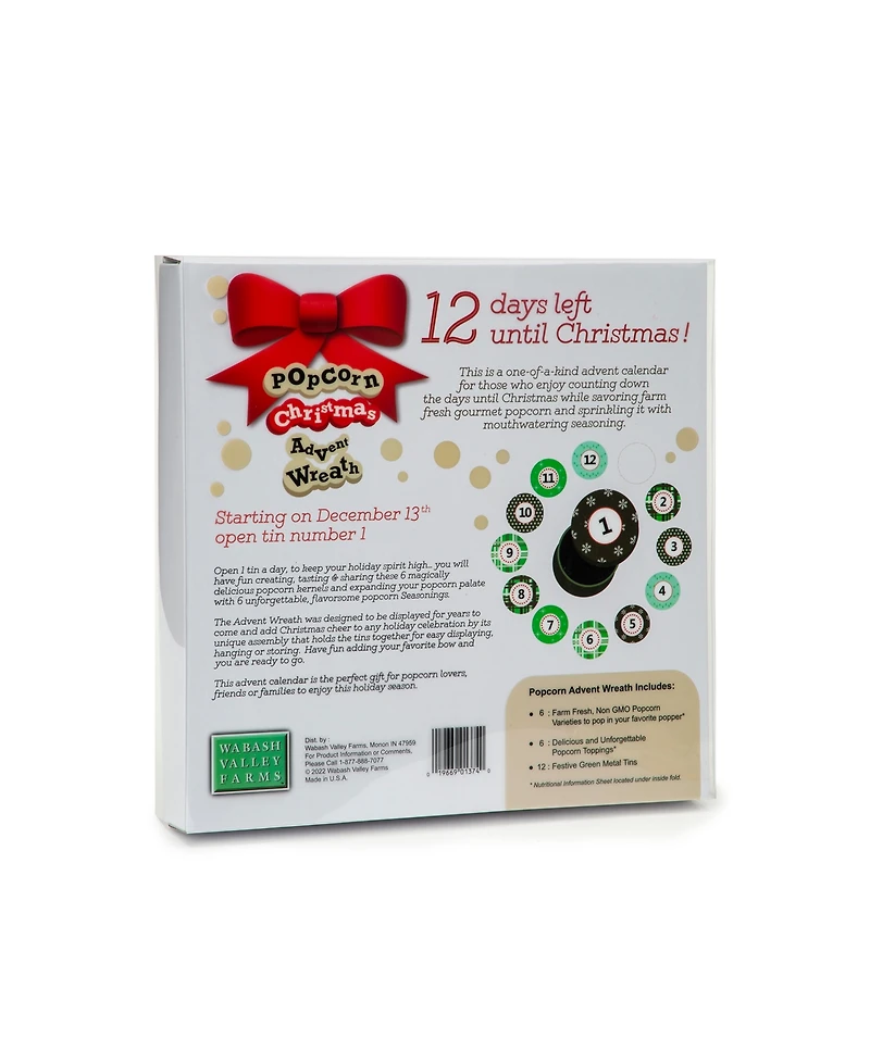 Wabash Valley Farms Popcorn Christmas Advent Wreath 12 Piece, Set