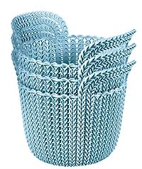 Keter 231981 Knit Round X-Small 3-Piece Basket Set, Extra, Misty Blue