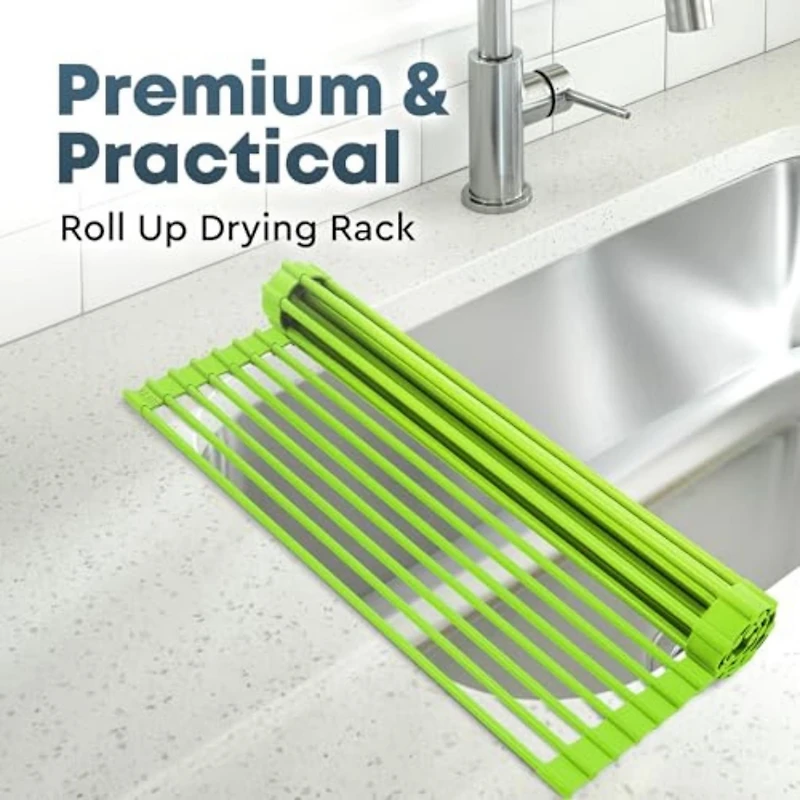 Multipurpose Heavy Duty Silicone Roll Up Sink Drying Rack Large
