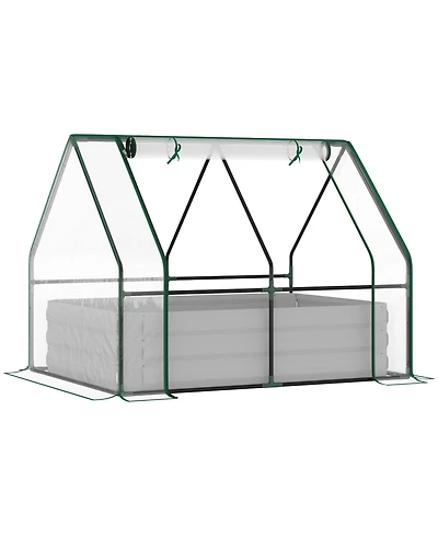 Outsunny Raised Garden Bed with Cover, Mini house