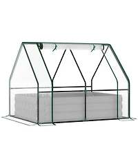 Outsunny Raised Garden Bed with Cover, Mini house