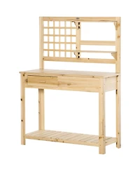 Potting Bench Table Work Bench with Shelves & Drawer, Brown