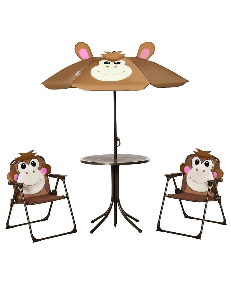 Outsunny Folding Kids Table and Chair Set for Garden, Backyard,