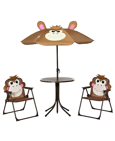 Outsunny Folding Kids Table and Chair Set for Garden, Backyard,