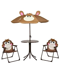 Outsunny Folding Kids Table and Chair Set for Garden, Backyard,