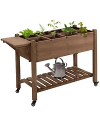 Outsunny 49" x 21" x 34" Raised Garden Bed w/ 8 Grow Grids