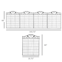 Outsunny Backyard Garden Decorative Fencing with 4 Panels and Steel Wire Frame