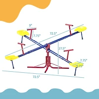 Outsunny Teeter Totter for Kids with 4 Seats for 3-8 Years,