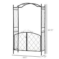 Outsunny 85" x 19" Metal Garden Arch & Gate with Scrollwork for Climbing Vine