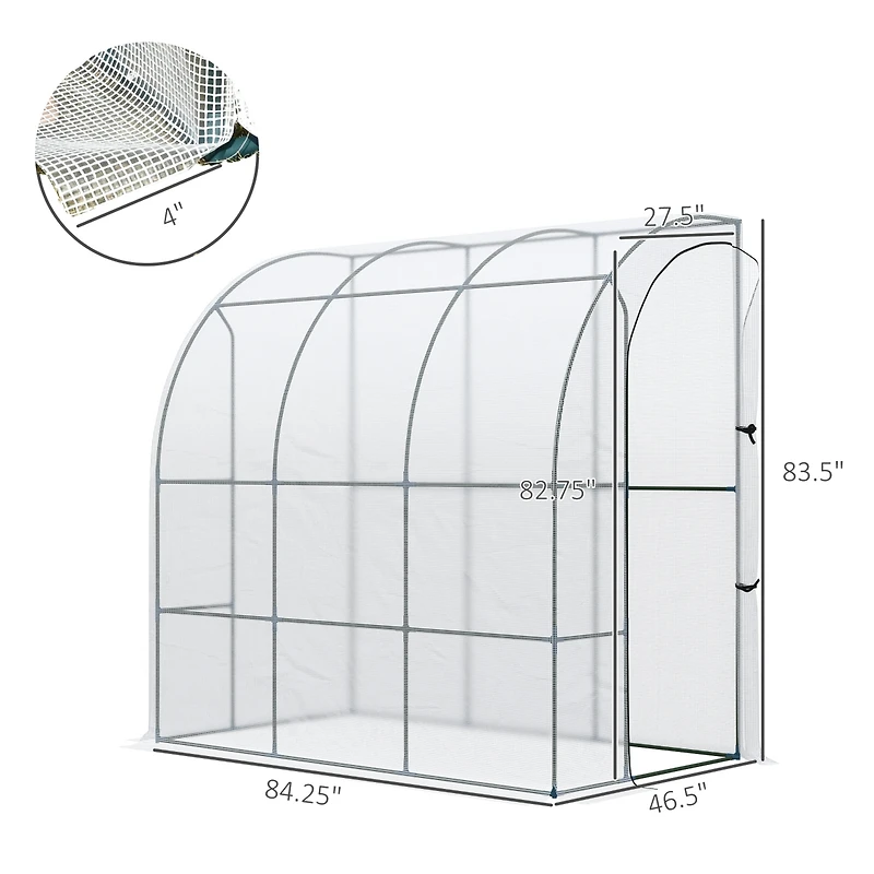 Outsunny 7' x 4' x 7' Outdoor Walk-in Lean-to house, Pe Cover,