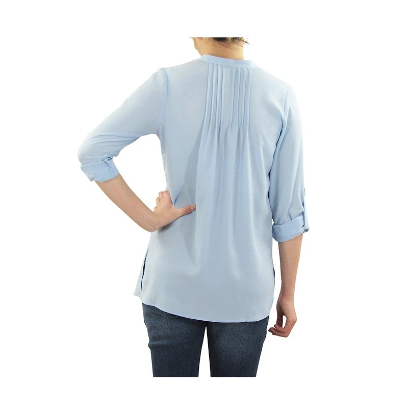 Indigo Poppy Maternity Pleated Convertible Sleeves Top